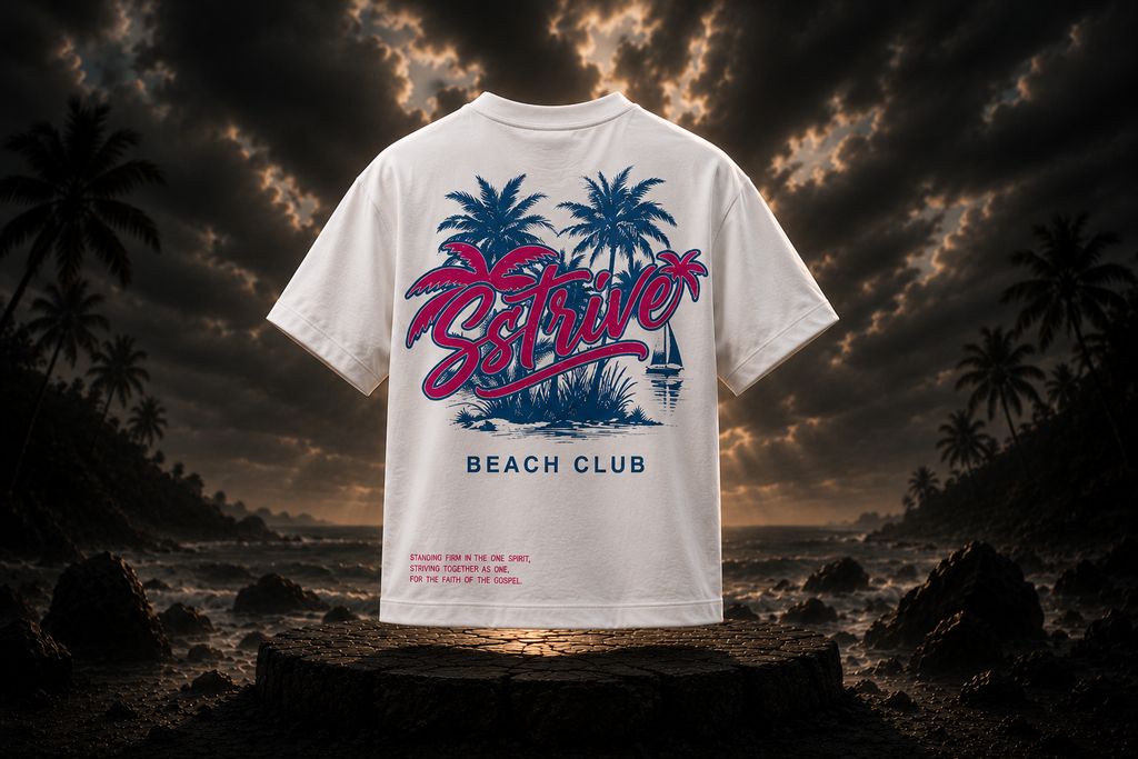 SSTRIVE Beach Club Tee – White Summer Edition