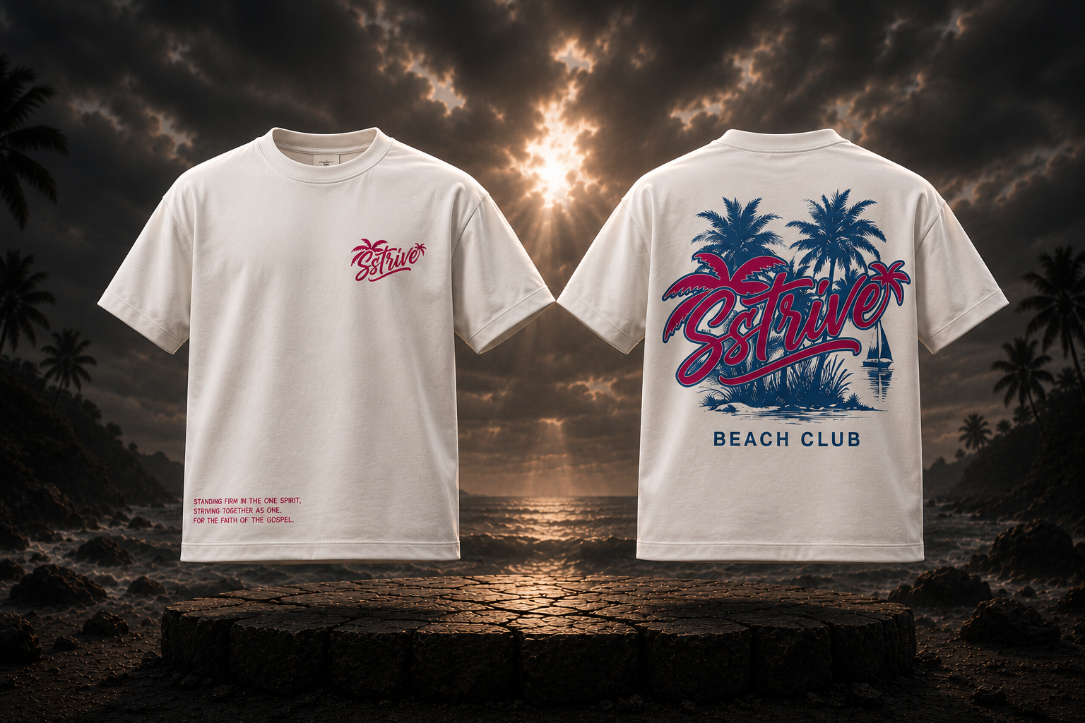 SSTRIVE Beach Club Tee – White Summer Edition