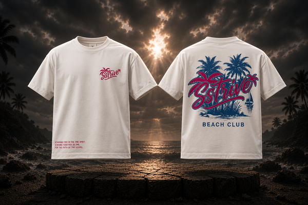 SSTRIVE Beach Club Tee – White Summer Edition